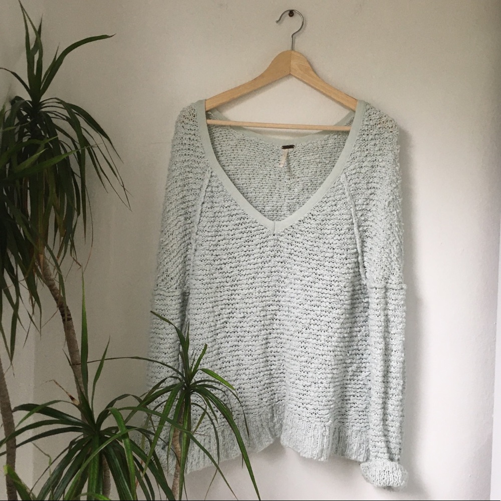 Free People Snuggly Mint Knit Sweater